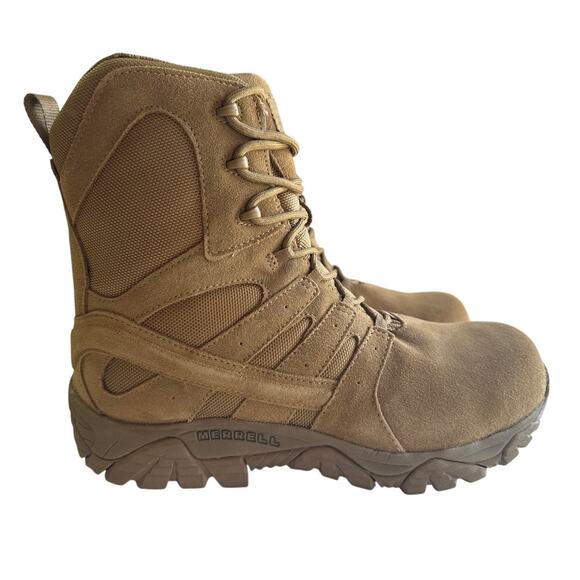 Merrell Work Boots Moab 2 8" Defense Zip Men 11.5M WP Suede Composite Toe Coyote - Picture 2 of 13